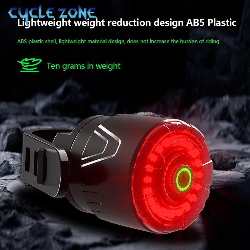 Bike Rear Light Smart Brake Sensing Light Bicycle Tail Light LED Rechargeable Taillight Night Safety Warning Cycling Accessories
