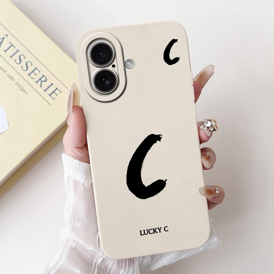 For iPhone 17 17Air Lucky Initial Letter Phone Case For iPhone17 17 Air Soft Silicone Shockproof Cases Bumpers