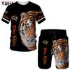 YUHA,Tiger King 3D Printed Men's T-shirt+Shorts Suit Unisex Cool Animal Summer O-Neck Tops Men/Women Couple Sport Wear Tracksuit