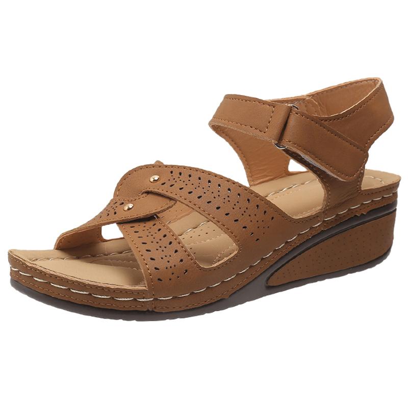 Lightweight Women's Wedges Sandals Summer Cross Strap Med Heels Sandles Woman Non-Slip Platform Gladiator Shoes Plus Size 43