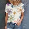 Женская футболка с коротким рукавом, футболка с коротким рукавом с красочным цветочным принтом, прохладные и простые летние линии