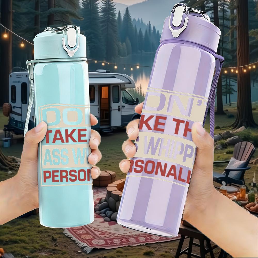 1PC Don't take this personally text print 750ml colorful plastic sports water bottle leakproof pop up lid with straw for outdoor work home use