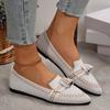 Fashion Rimocy Women Flats 2025 New Knitted Mesh Breathable Loafers Soft Comfort Pointed Toe Casual Shoes Trend Bow Decor Woman Shoes