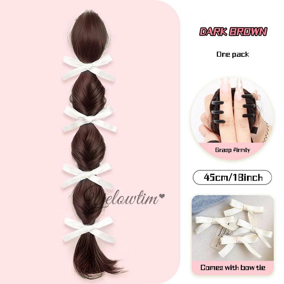 Синтетические волокнистые длинные косички для наращивания волос с резинкой 22 дюйма, боксерские плетеные волосы с небрежным пучком для женщин на каждый день