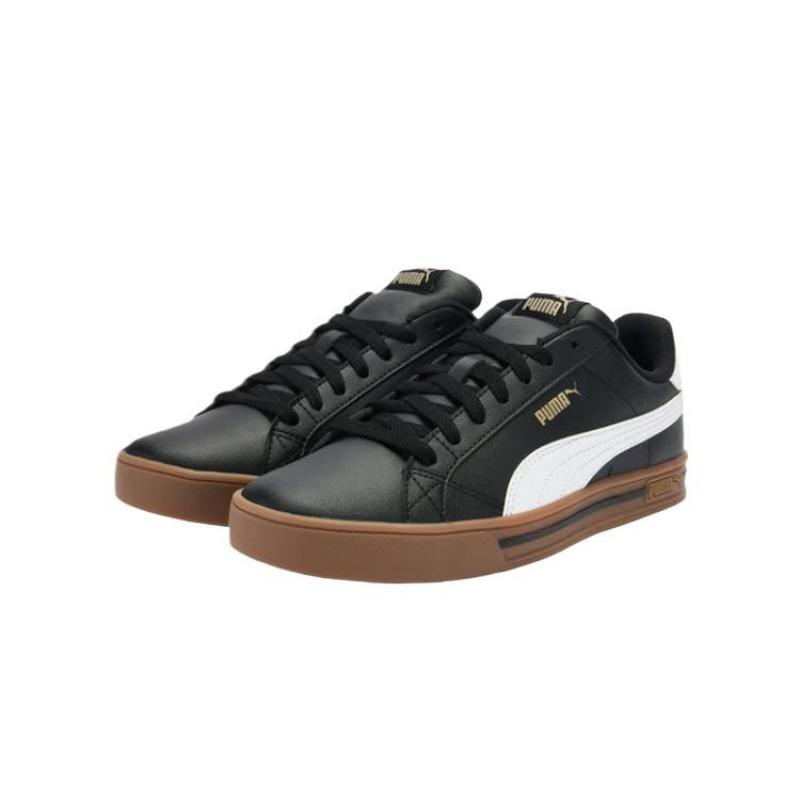 PUMA Smash Vulc V3 Unisex Faux Leather Classic Minimal Retro Breathable Low Top Skate Shoes Black 380752-23