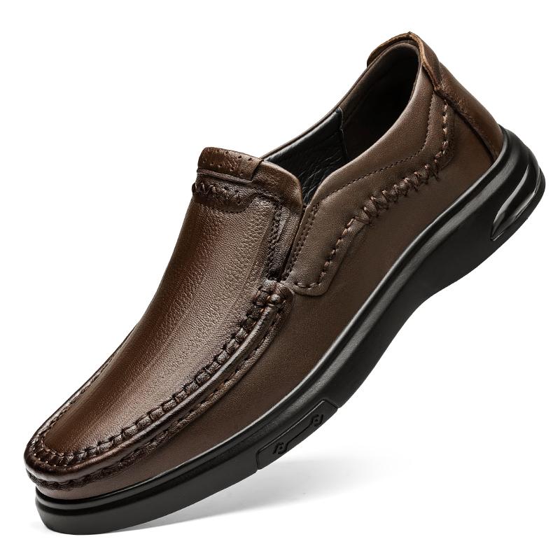 Новый Стиль Кожаные Повседневные Туфли Для Мужчин Мягкая Подошва Удобные И Дышащие Обувь Для Вождения На Улице Толстая Подошва Деловой Лофер