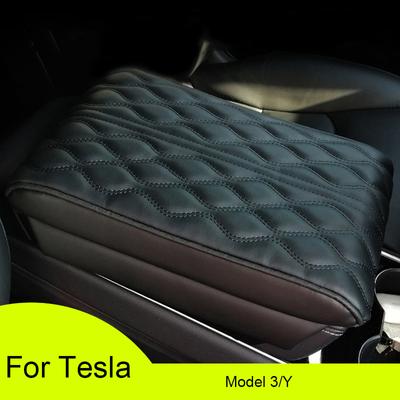 Чехол на подлокотник автомобиля из хлопка с эффектом памяти для модели Tesla 3/Y-искусственная кожа, чехол на подлокотник для авто, отделка центральной консоли