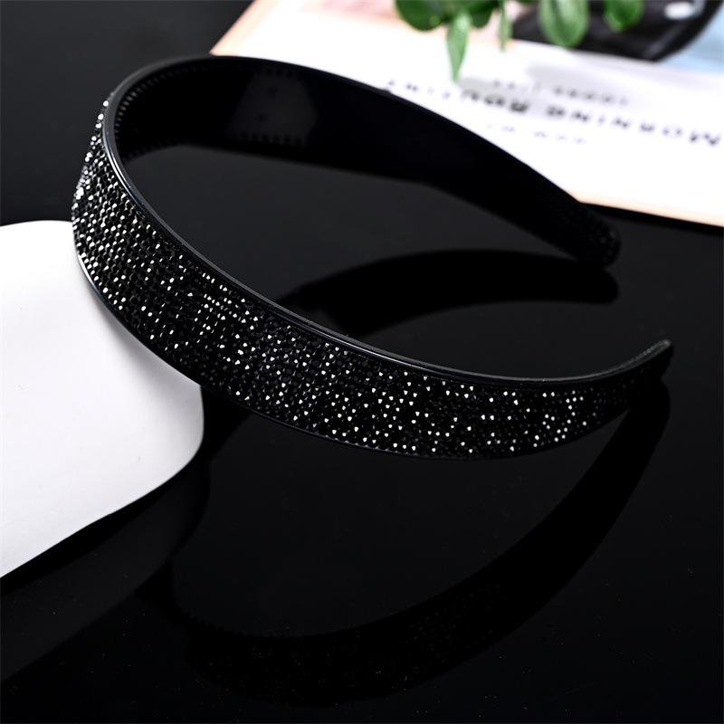 Korean-Style Wide Full-Strass Rhinestone Diamond-Inlaid Non-Slip Handmade Women's Gray-Hair Covering Hair Clip Headband Adult