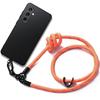 Protective Case - BOOLING - for Samsung Galaxy S23 FE - Slim Black Silicone - Orange Lanyard - Flexible