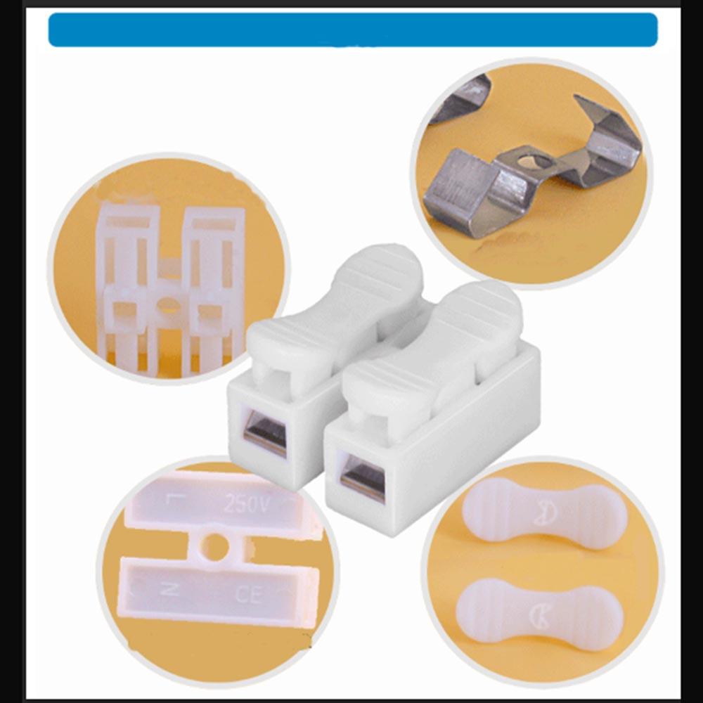 30PCS Hot High Quality Brand New Cable Clamp Terminal Block 2p CH2 Spring Connector Wire