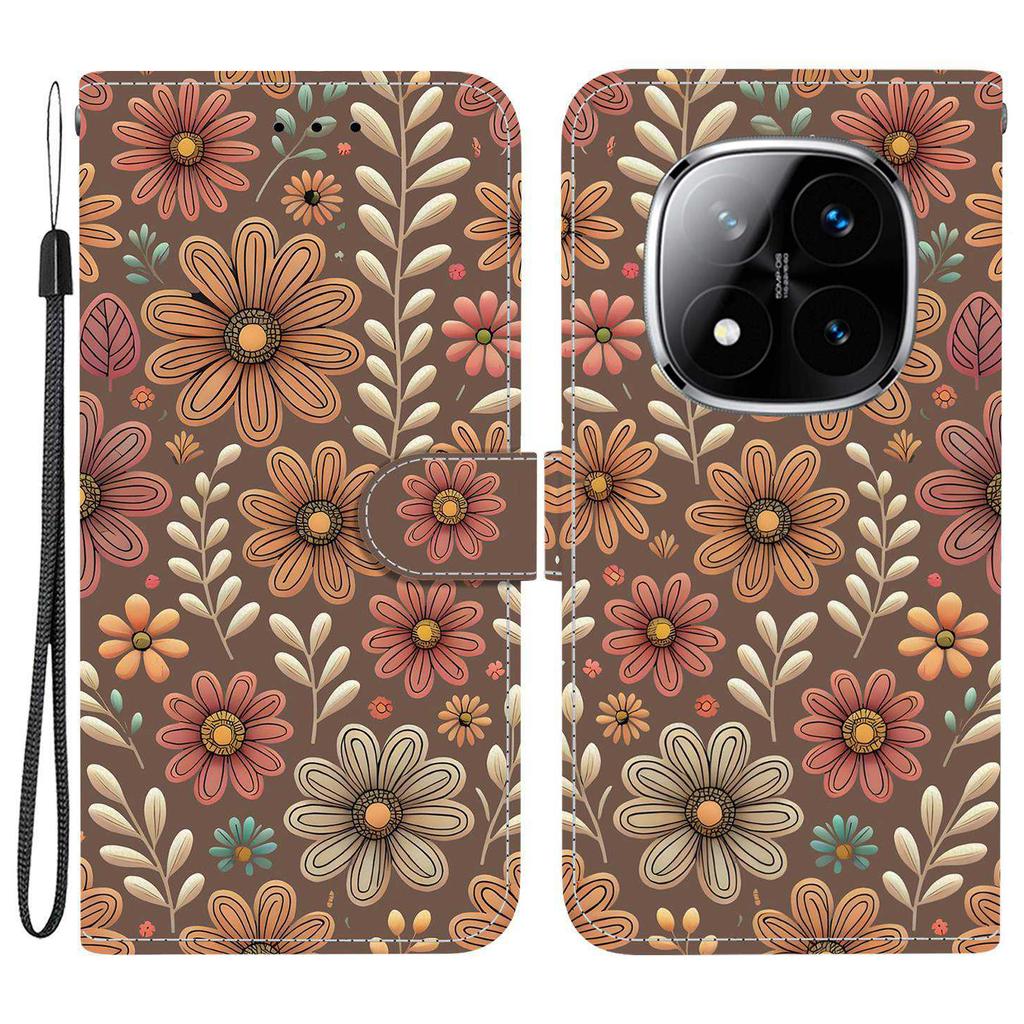 Чехол-кошелек для Xiaomi Poco X7 5G/Redmi Note 14 Pro 5G/Note 14 Pro+ 5G с принтом, кожаная подставка, чехол для телефона с ремешком