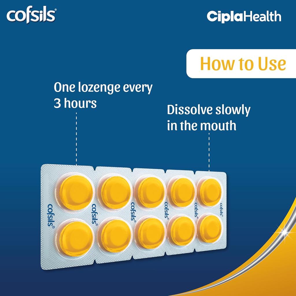 Cipla Cofsils Lozenges Mulethi Flavour 200 Lozenges 10 x 20 Strips Quick Soothing Relief for Throat