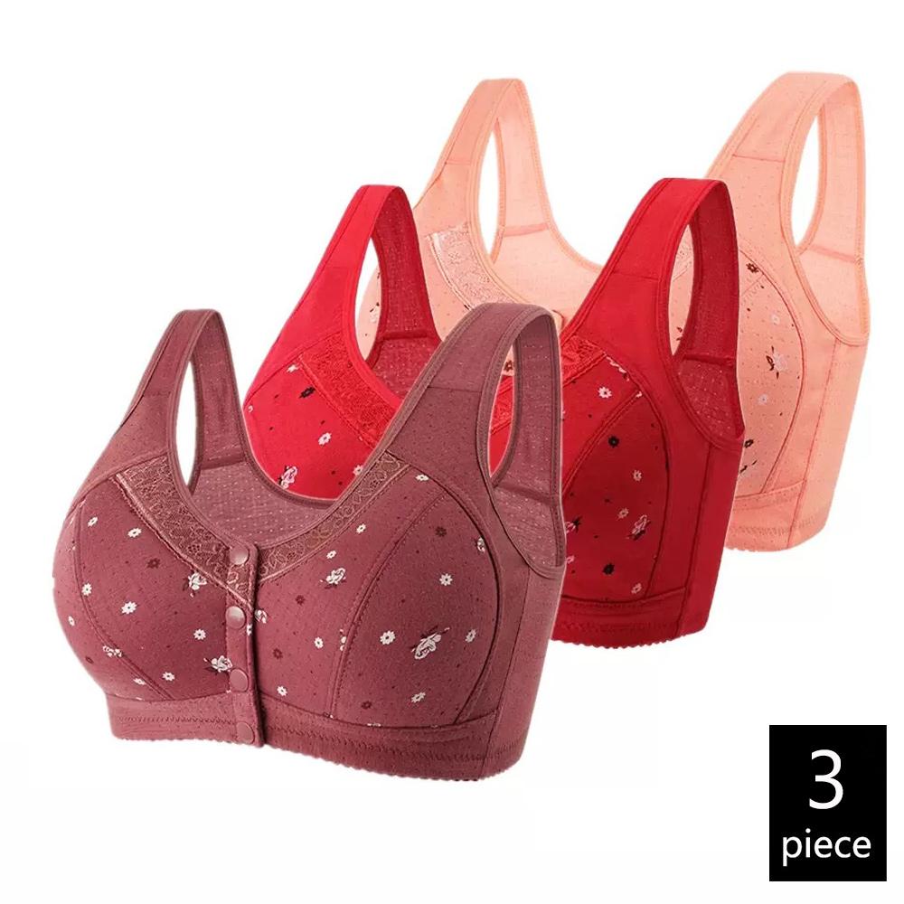 3 шт./компл. женский бюстгальтер с застежкой спереди, беспроводной хлопковый бюстгальтер большого размера, нижнее белье, удобный женский бюстгальтер с чашечкой BC