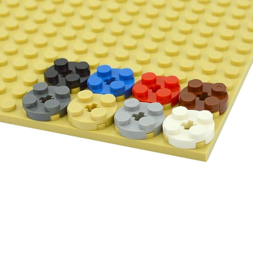 20PCS Building Blocks MOC Parts DIY 2x2 Round Plate with Cross Shaft Hole Educational Technical Bricks Compatible with 4032 Toy