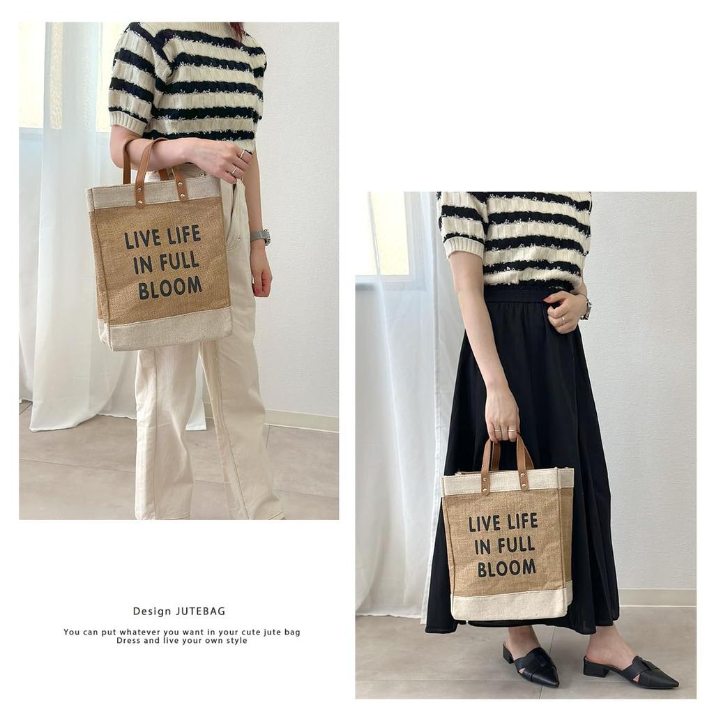 Jute Free A4 Linen Tote Jute Box [DIVA Rose] Bag, Women's Handbag, Standing, Storage, Cute, Stylish, Vertical, Horizontal, Bag, Summer, (Vertical)