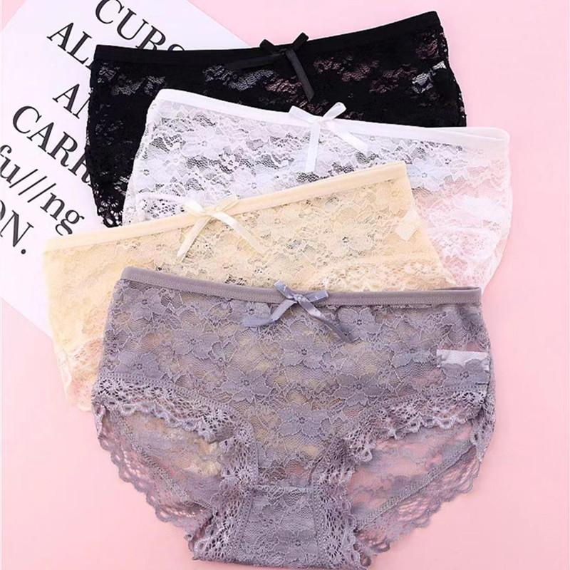 4 шт. женское сексуальное нижнее белье, кружевные дышащие трусы, дышащие сетчатые трусы с кружевной отделкой