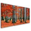 Three Piece Picture Canvas Print Forest Red Autumn Nature