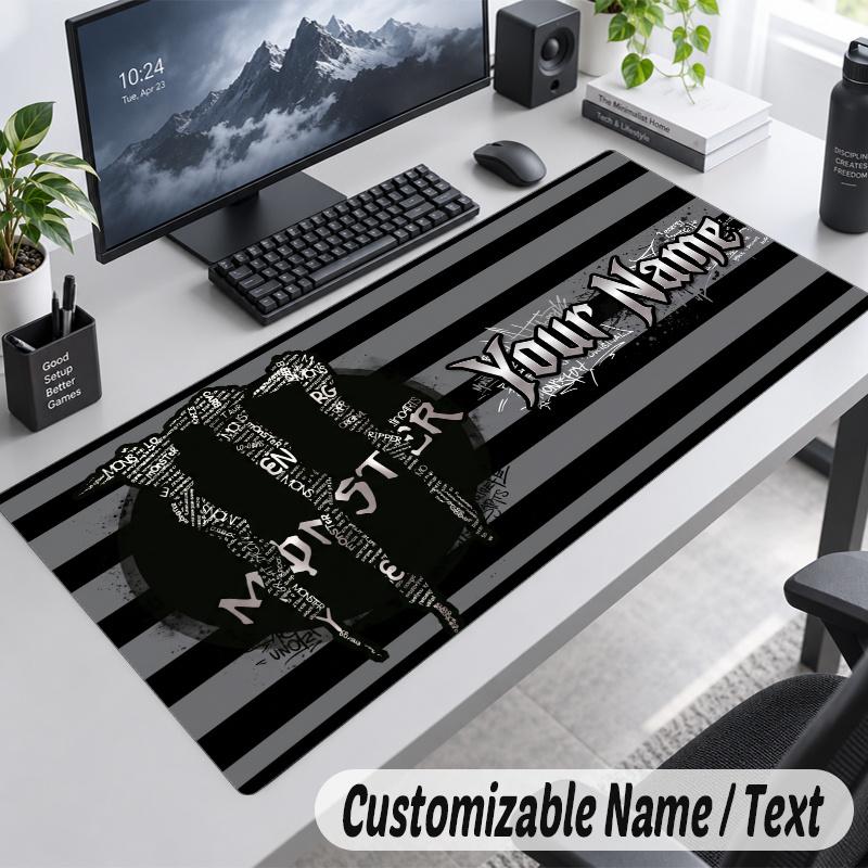 Monster Energy Personalized Large Mouse Pad Custom Name Text Extended Desk Mat Gaming Mousepad