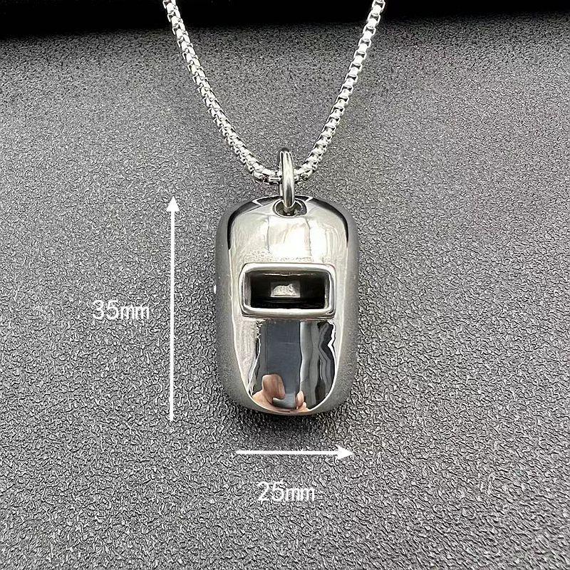 Grade III Welder Mask Helmet Stainless Steel Necklace Gold Silver Plated Link Chain Men's Anniversary Gift Wedding Party