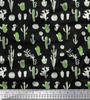 Japan Crepe Satin Fabric Cactus Tree Printed Craft Fabric by the Metre 42 Inch