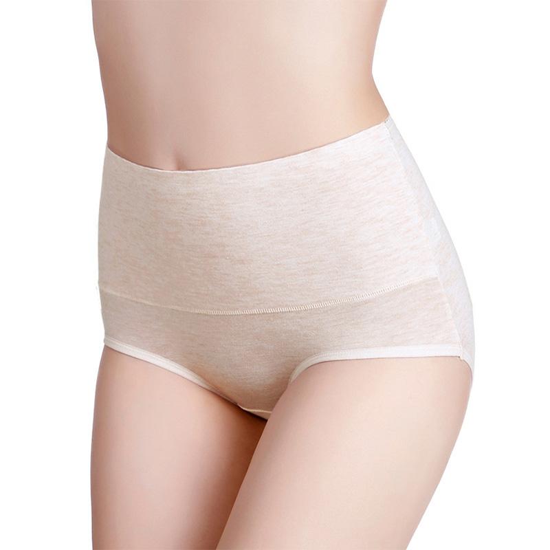 Women Plus Size Solid Color Cotton Briefs Underwear High Waist Panties Cotton Underpants Lingerie