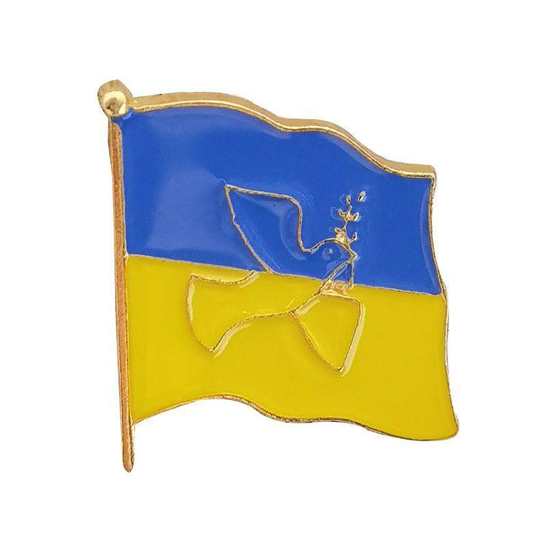 Великобритания Украина Металлическая Брошь Флаг Голубь Мира Двойной Флаг Значок Патриот Spot Badge