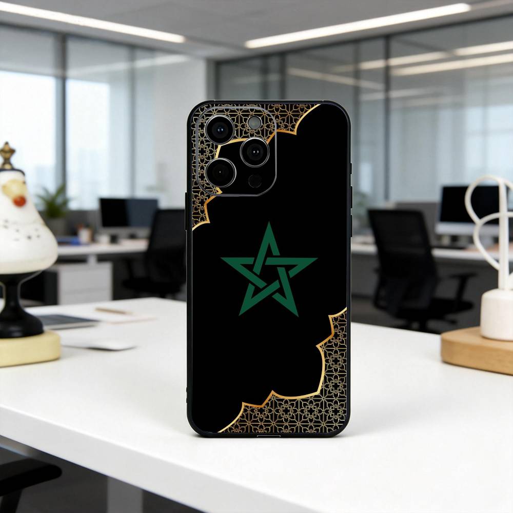 M-Марокко F-Флаг АРТ Чехол для телефона Для iPhone 17, 16,15,14,13,12,11 Plus,Pro Max, Другие Мягкий Черный Чехол
