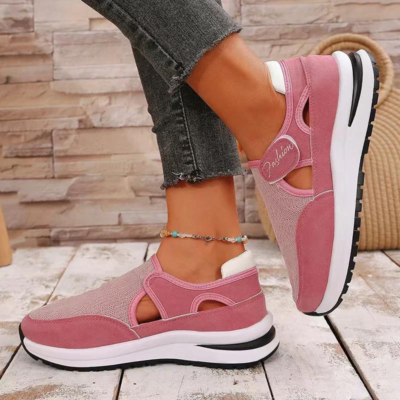 Fashion Breathable Platform Sport Sneaker Woman 2025 Spring Hollow Out Thick Sole Running Shoes Woman Non Slip Casual Sneakers Size 43