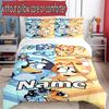 3pcs Duvet Cover Set (1*Duvet Cover + 2*Pillowcase, Without Core), Custom Name Bluey Pattern Bedding Set, Home Bedroom Decor Gift