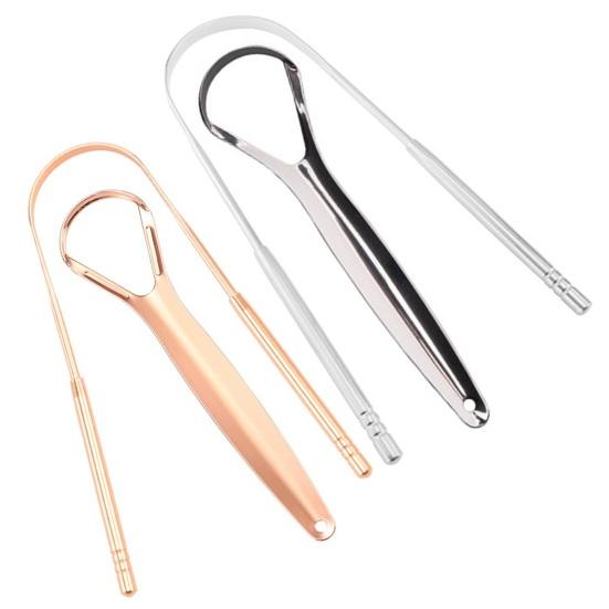 Stainless Steel Tongue Scraper Achieve Maximum Cleaning Anti-slip Handle Smooth Surface Semicircle Tongue Scraper