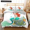 Пододеяльник с изображением мультяшной русалочки, принцессы, короля и королевы, красивый комплект постельного белья с принтом русалки, детский комплект из 2/3 предметов, полиэстер, пододеяльник