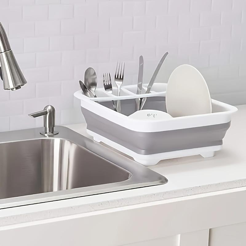 Dish Drying Rack with 3-Compartment Utensil Holder, Kitchen Countertop Organizer - Multifunctional Plate Storage Solution for Tableware and Plates