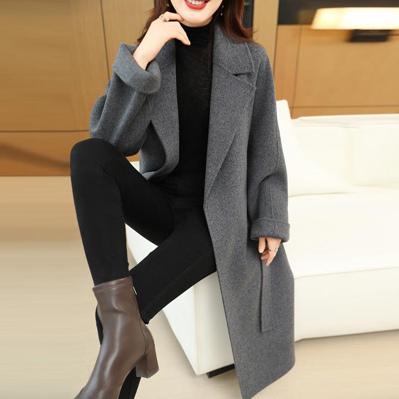 Женское пальто из 100% шерсти TIDENOVEL Осеннее шерстяное длинное пальто Ручной работы Пальто-бушлат Зимняя теплая шерстяная длинная куртка Пальто