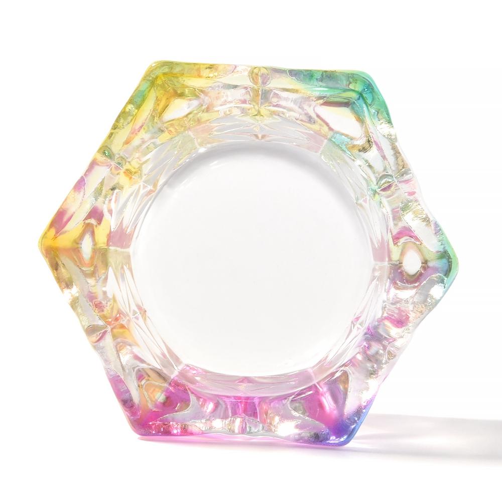 6 шт., хрустальное стекло, акриловая пудра, жидкая чашка для ногтей, красочная переливающаяся крышка для блюда, чаша, держатель для чашки, оборудование, инструменты для дизайна ногтей