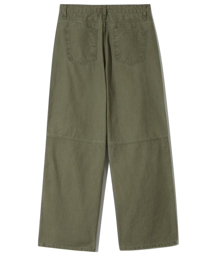 BASEMOMENT Cation-Dyed Washed Section Pants Light Olive