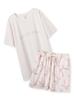 And Shorts Set Pink 4-Pattern T-Shirt (PWCT252311) Women's