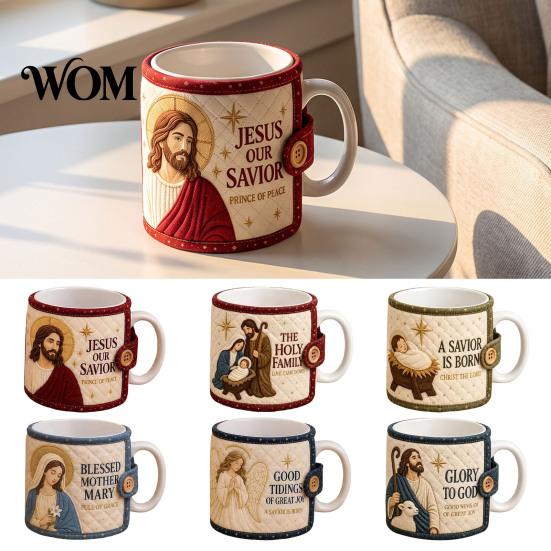 DIY Quilted Cup Sleeve Project Christmas Faith Mug Cozy Sewing Kit, Religious Wrap Craft Christian Themed Crafting Supplies Making Kit for Adults,