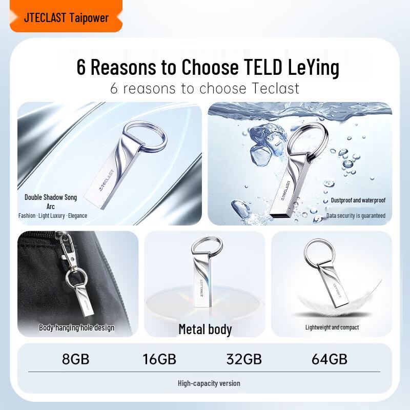 Teclast Waterproof Metal USB 2.0 Flash Drive