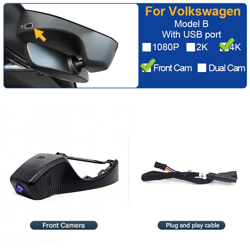 Подключи и играй Видеорегистратор для Volkswagen VW id4 id6 id5 ID.4 ID.5 ID.6 id 4 5 6 Камера Видеорегистратор автомобиля UHD Легкая установка