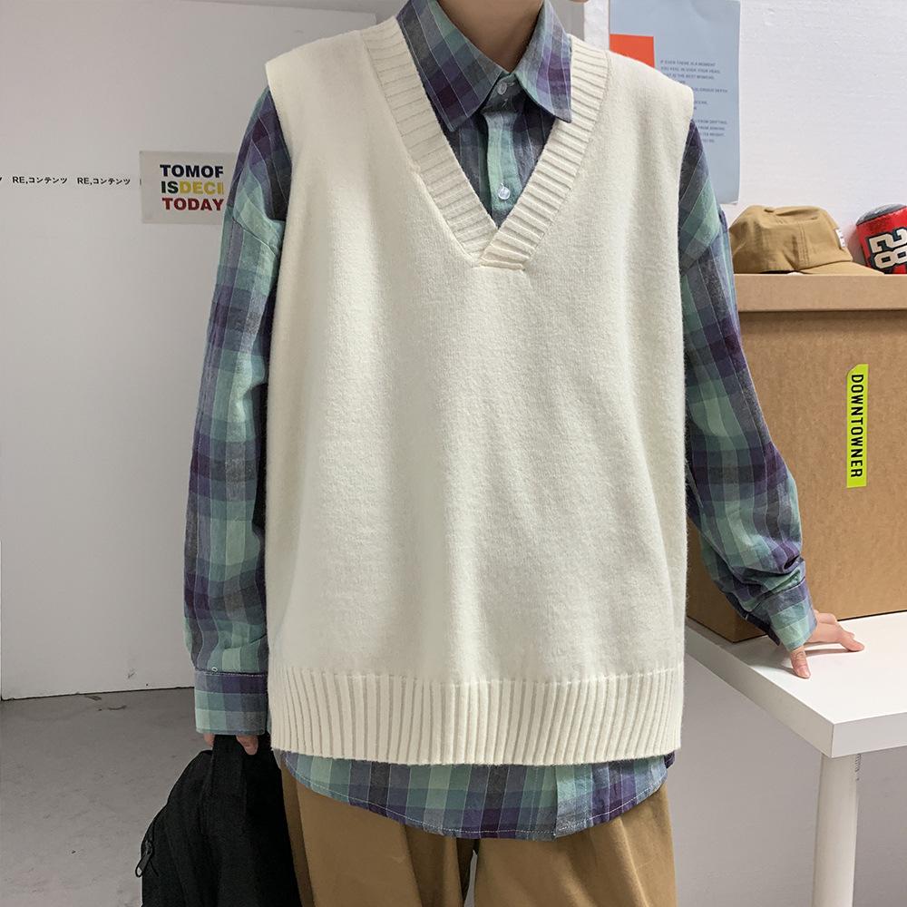 Осенний мужской повседневный жилет, модный жилет без рукавов, свободный вязаный жилет