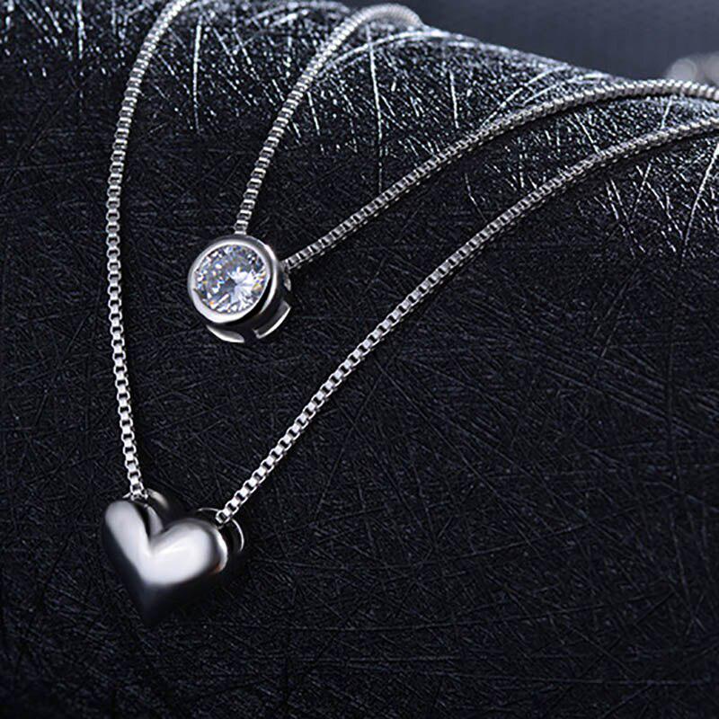 Lindon Fashion Copper Jewelry Pendants Heart-shaped Double Necklace for Women Zircon Gemstone Pendant Wedding Party Gift