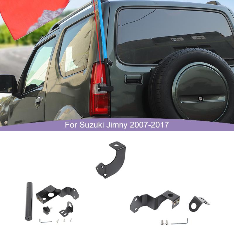 Tailgate Flagpole Antenna Bracket Stand  Fit For Suzuki Jimny 2007-2017 Metal Car Accessories Black