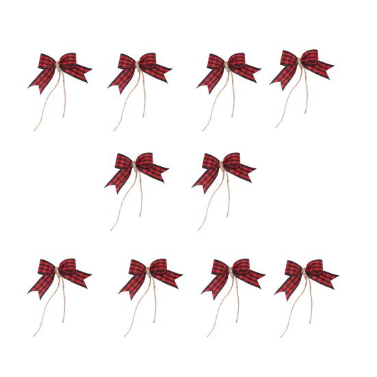 10 шт./компл., рождественский плед из конопли, многоразовый бант, красный, черный, белый цвет, веревка, рождественская елка, подарочная коробка, венок