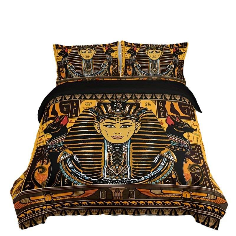 Ancient Egyptian Art Duvet Set Soft and Breathable Digital Printing Bedding Set