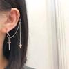 Chain Tassel Cross Pendant Fashion Jewelry Women Dangle Earring Cross Clip Earring Stud Earring