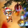 Acrylic Christmas Car Ornament With Deer Tree Motif Rearview Decoration Mirror