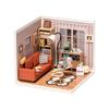 ROBOTIME Plastic DIY Miniature House Kit Doll House Miniature Food Toy Doll House with LED Light Present Craft Assembly "Super Creator" (DW007)