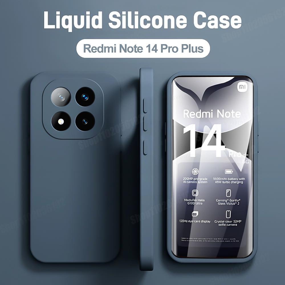 Мягкий чехол из жидкого силикона для Xiaomi Redmi Note 14 13 12 11 10 Pro Plus Redmi Note 12S 11S 10S Ударопрочный защитный чехол для телефона