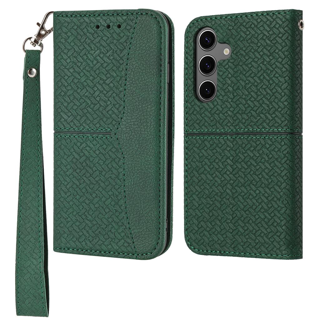 For Samsung Galaxy S25+ Case Woven Texture PU Leather Wallet Phone Cover