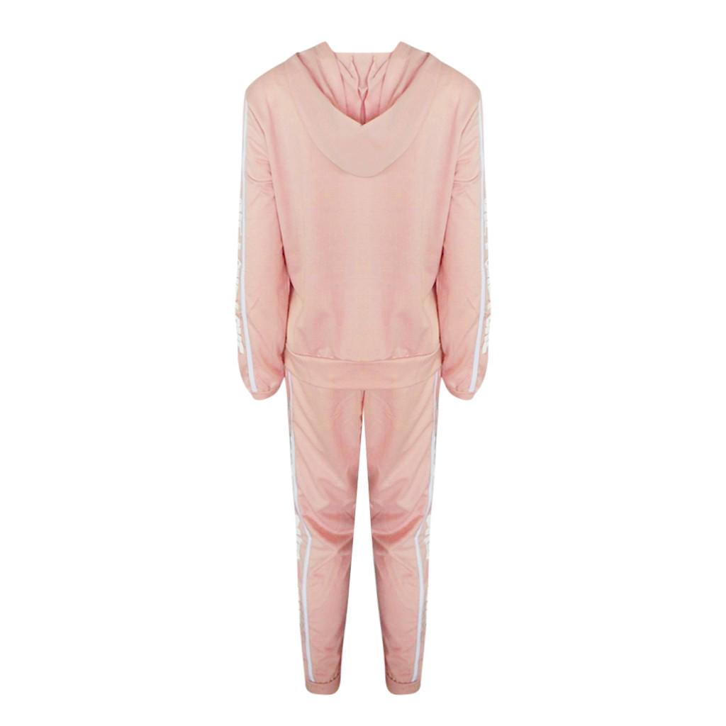 Модные женские повседневные полоски на молнии с длинным рукавом, пулов, спортивные топы + длинные брюки